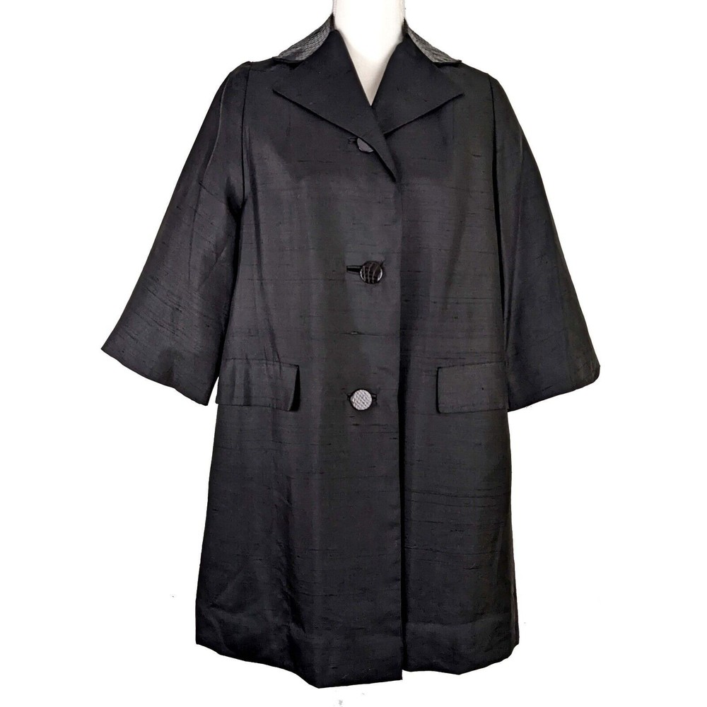 Vintage Milgrim Black Button Front Weather Proofed Coat Jacket Women's M